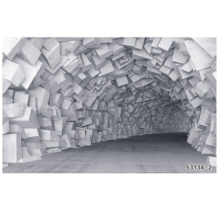 工业风5d简约水泥墙纸客厅3d立体视觉延伸空间壁画工作室餐厅