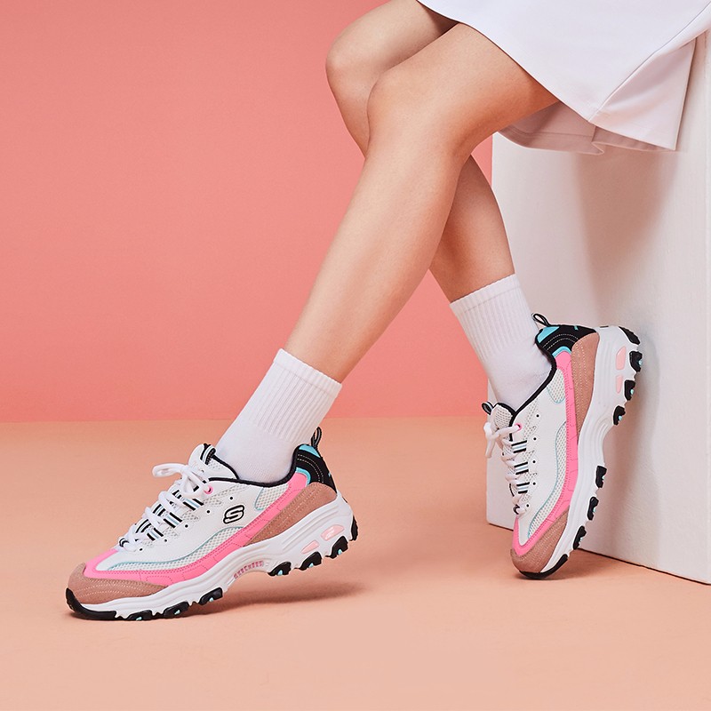 Skechers 斯凱奇 D'Lites系列 女子撞色厚底拼接運動鞋熊貓鞋 13146