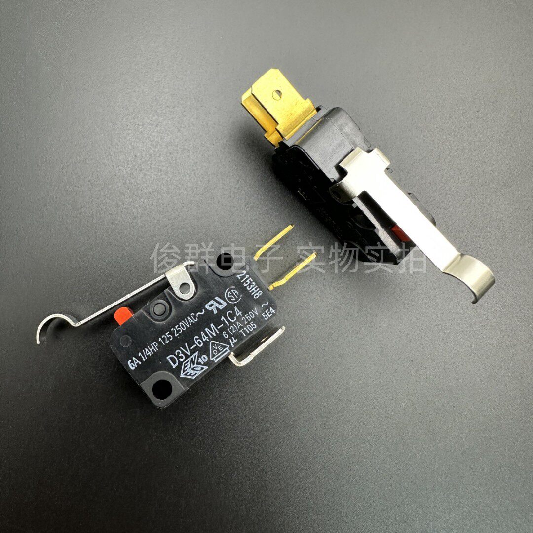 OMRON欧姆龙D3V-64M-1C4微动复位开关微波炉门检测电源按键6A - 图0
