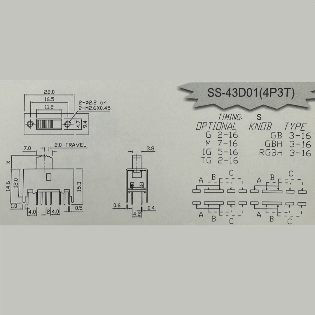 高端品质SS43D01G15拨动开关滑动16脚3档扣动直插立式4只固定脚,淘宝优惠券,粉丝福利购,淘宝优惠卷