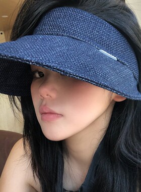 老钱风牛仔空顶防晒帽女2026夏季大帽檐太阳帽子