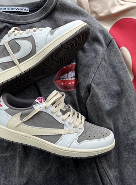 适配Travis Scott AJ1 Low白棕色反转摩卡ts倒钩3.0蜡面扁形鞋带