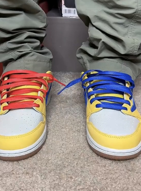 适配AJ1 low联名travilscott TS金丝雀黄7.0倒钩鞋带打蜡油蜡鞋绳