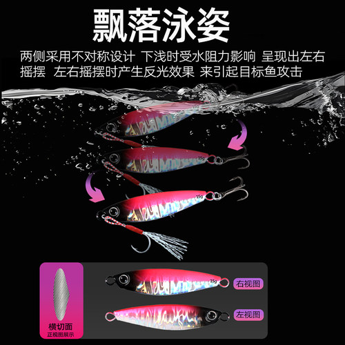 新款飘落铁板路亚饵远投翘嘴专用路亚假饵双钩vib亮片马牌鲈鱼饵 - 图1