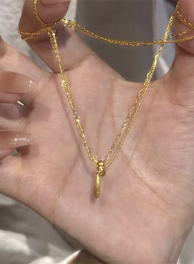 【水招财滴】钛钢不掉色水滴转环项链女春夏新款清冷感十字链轻奢