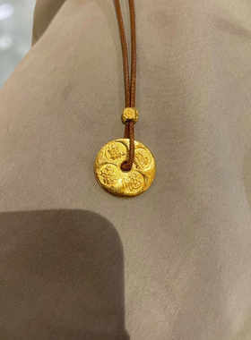 【福禄寿禧】中式古法刻字小圆饼吊坠项链宫廷风气质项链毛衣链