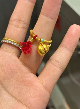 新中式古法金奶葫芦流苏戒指女福禄招财运转指环国风指环高级感