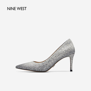 【婚鞋】Nine West/玖熙高跟鞋婚鞋气质新款渐变闪片尖头细跟单鞋