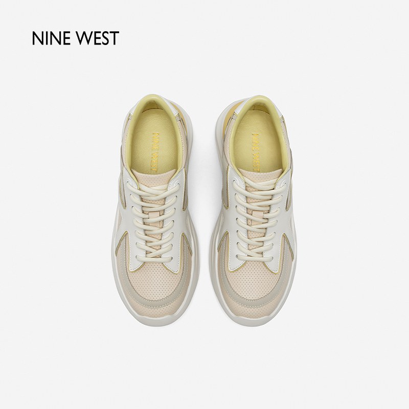 【跃动冰川系列】Nine West/玖熙时尚休闲鞋女春季牛皮革运动鞋 - 图1