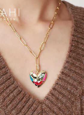 SAHI情人之眼珐琅心形项链