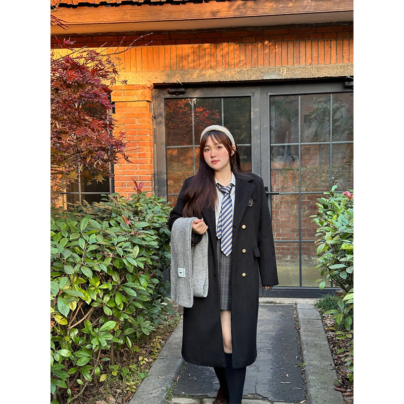 阿车家的大码jk原创中长款学院风双排扣大衣女秋冬胖mm毛呢外套,淘宝优惠券,粉丝福利购,淘宝优惠卷