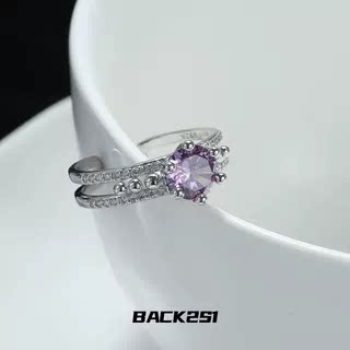 查理苏紫钻同款婚戒周年婚卡浪漫轻奢甜酷动漫周边cos指环 - 图2