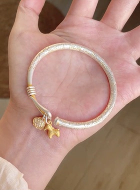 新中式国风古法如意锁小马手镯女