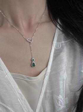 新中式仿危料翡翠绿葫芦项链轻奢