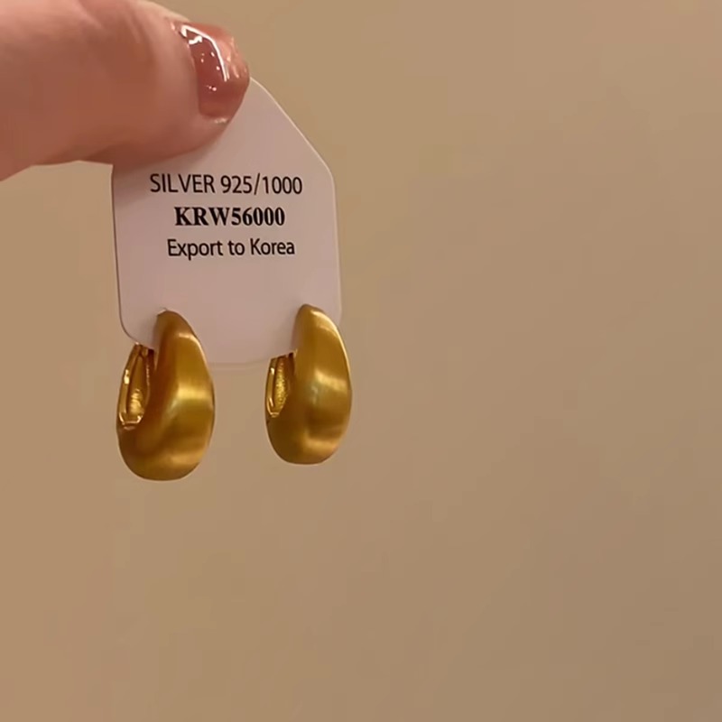 金色拉丝几何耳环2025新款爆款高级感轻奢小众气质耳扣女秋冬耳饰