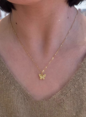 鱼鳞碎冰冰蝴蝶项链女款2025新款