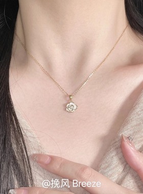 山茶花珍珠项链女款2025新款爆款