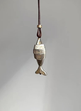 复古拼接小鱼吊坠项链女2025新款