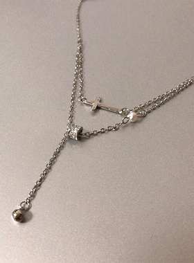 十字架小蛮腰双层项链女2025新款