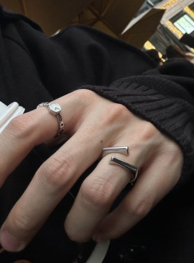 简约几何不规则光面钟表戒指女