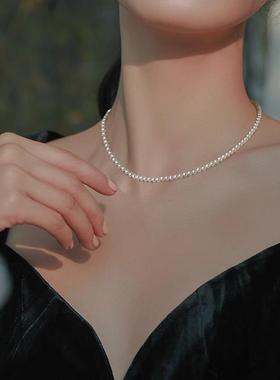 仿天然淡水珍珠2mm极细颈链锁骨1