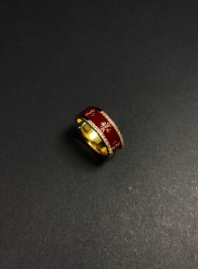 红色珐琅食指戒戒指女小众设计