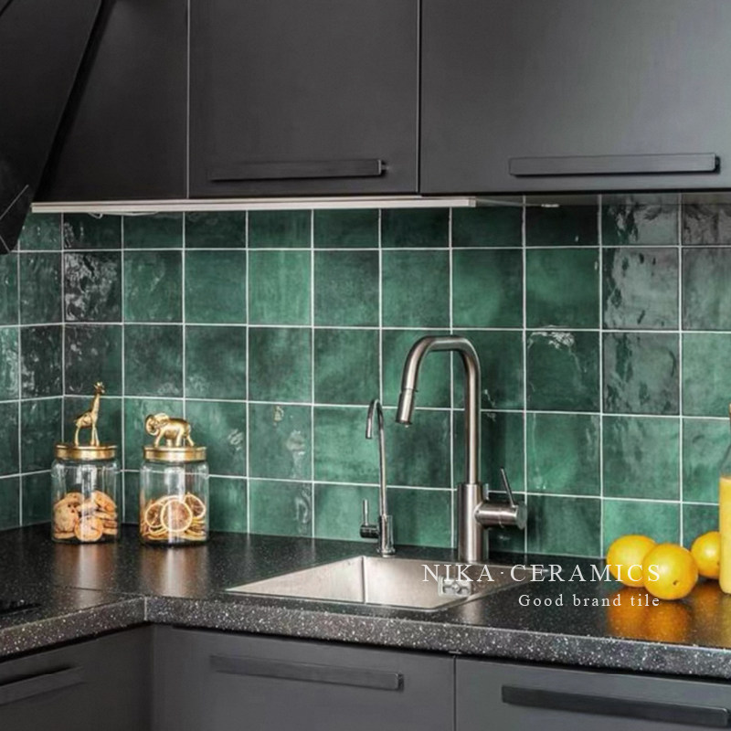 佛山复古绿色渐变手工瓷砖卫生间厨房浴室阳台小方砖商铺餐厅墙砖,淘宝优惠券,粉丝福利购,淘宝优惠卷