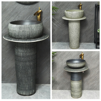 Floor-type ceramic column basin integrated balcony patio outdoor washbasin pool Home Pillar Style Washbasin