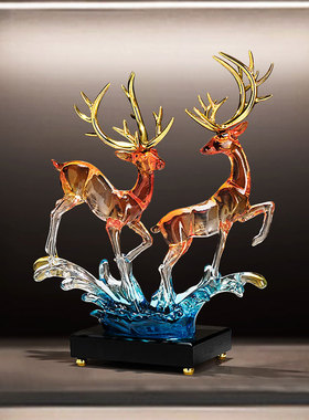 轻奢情侣鹿摆件装饰工艺品
