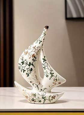 家居饰品一帆风顺帆船陶瓷工艺品
