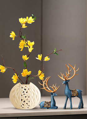 轻奢花瓶福鹿摆件装饰工艺品