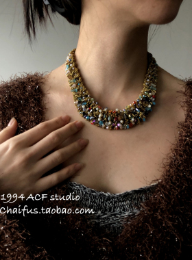 中古宫廷风编织串珠项链