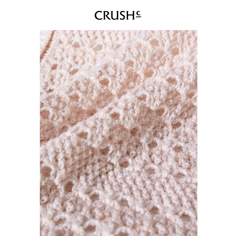 CRUSH Collection2024年早春新款时尚别致镂空针织开衫上衣短款女 - 图2