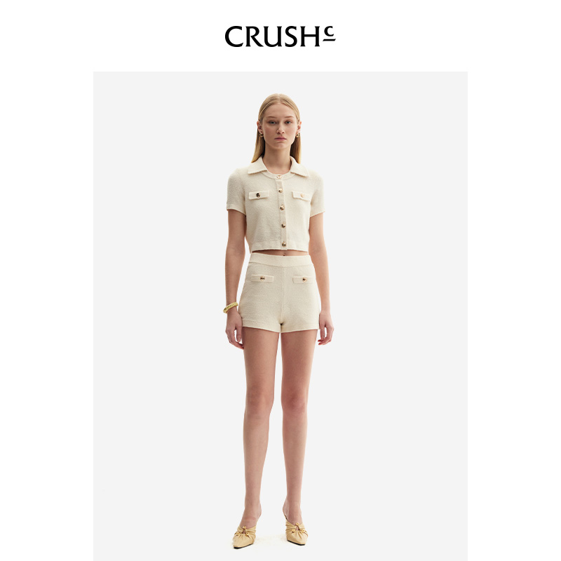 CRUSH Collection2024年春夏新款日常简约圈圈翻领夹克上衣女款 - 图0