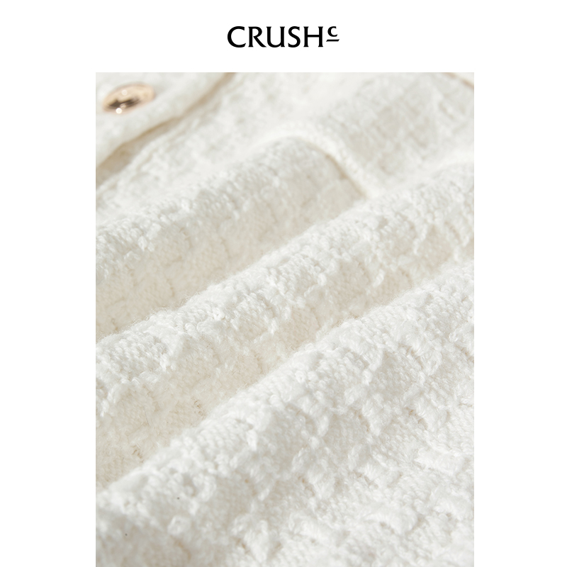 CRUSH Collection2024年早春新款时尚针织翻领开衫短款外套上衣女 - 图2