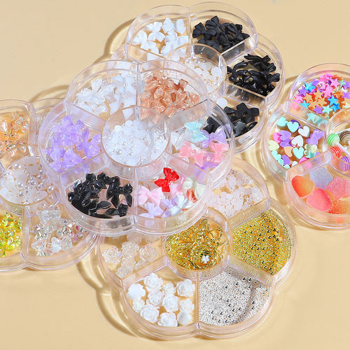 1 Box Mixed Nail Art Bow-Knot Bears 3D Nail Design Creative - 图0