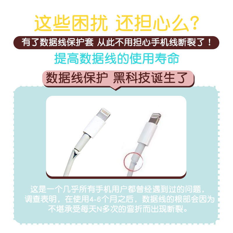 数据线保护套手机充电器咬可爱创意防折断硅胶固定卡扣20w/18w华为苹果11/12专用卡通耳机绳缠绕数据线保护头-图3