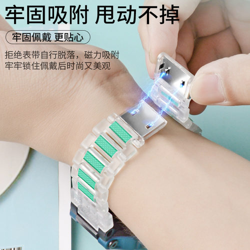 适用小天才手表Z11/Z10/Z9表带透明Z8A/Z8/Z8少年版儿童手表带磁扣Z6Pro/Z6S/Z6A磁吸闪扣腕带Z7手表配件炫彩 - 图1