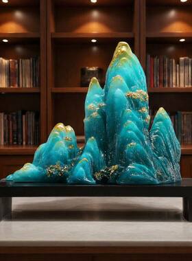 新中式假山金山摆件轻奢高档复古装饰品客厅玄关办公室书房小摆设