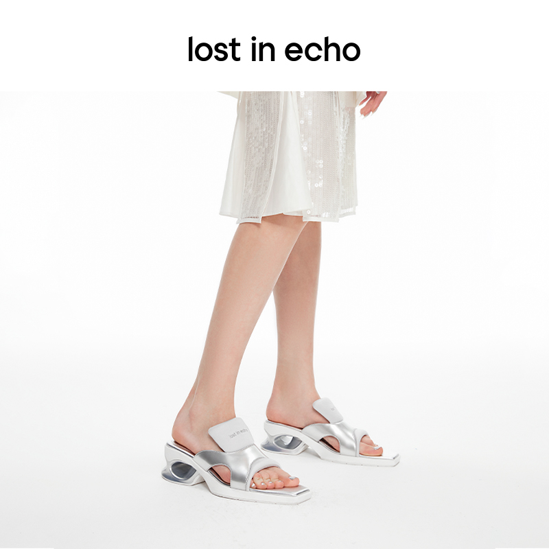 lost in echo2024春夏新品尖方头异形镂空高跟增高运动凉拖凉鞋女 - 图1