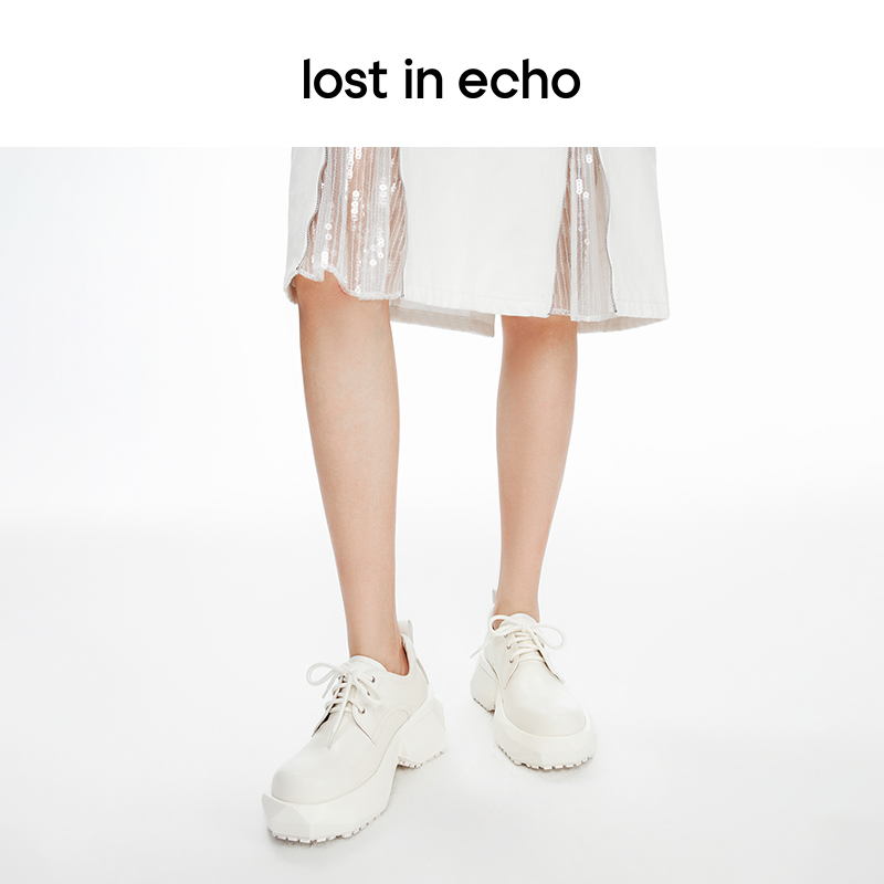 lost in echo2024春夏新款复古大头切面厚底增高德比鞋西装皮鞋女 - 图3