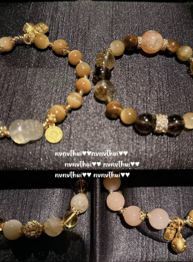 柏诗艾菲古法金色虎眼石水晶手串蓝色新中式小众原创设计幸运手链