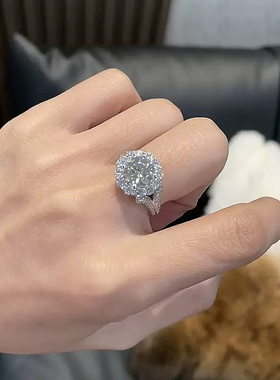 柏诗艾菲S925纯银2克拉满钻戒指小众设计简单轻奢精致百搭莫桑石