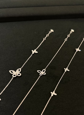 柏诗艾菲925银格拉迷你mini幻影满钻小蝴蝶手链小众设计高品质