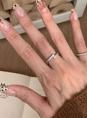 柏诗艾菲S925纯银交错星轨花朵排钻戒指小众设计轻奢简单百搭