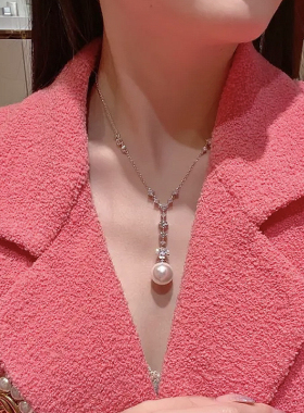 柏诗艾菲气质施家珍珠项链镶嵌名媛饰品女吊坠配饰气质百搭纯银