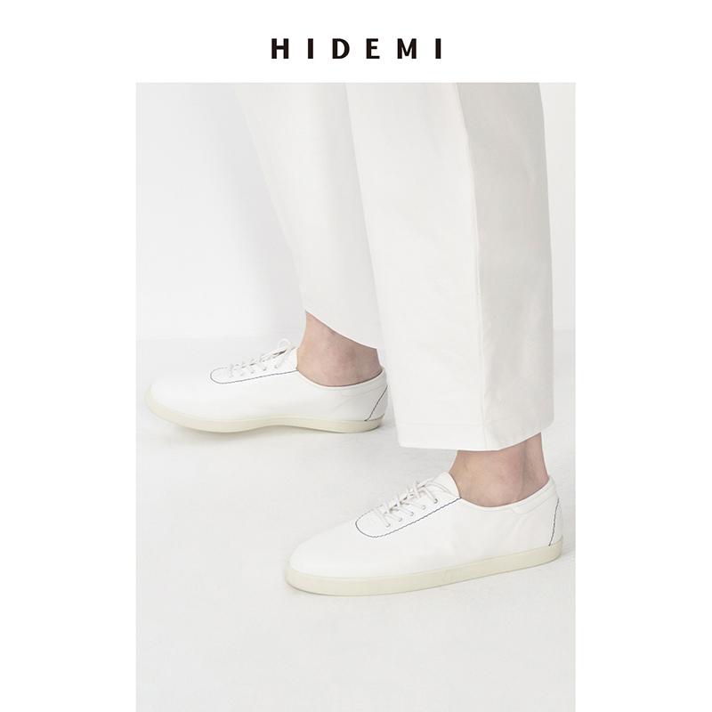 HIDEMI 进口小牛皮极简平底球鞋小白鞋sneaker - 图2