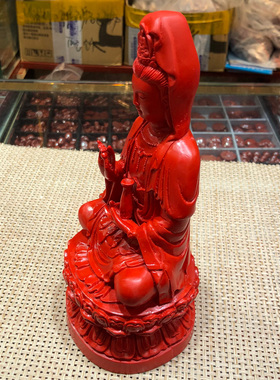 天然朱砂南海观音菩萨佛像客厅家用居家供奉佛摆件观世音菩萨证书