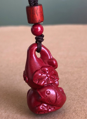 福禄有余吊坠天然高含量朱砂葫芦莲花鱼挂件项链男女随身转运礼物