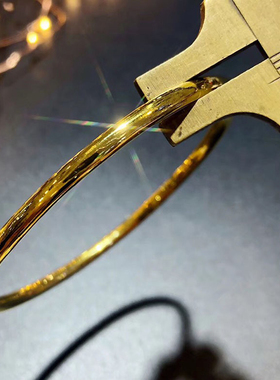 3D硬金时尚简约手镯女款手环足金999金亮面镯子圆镯结婚送礼女款